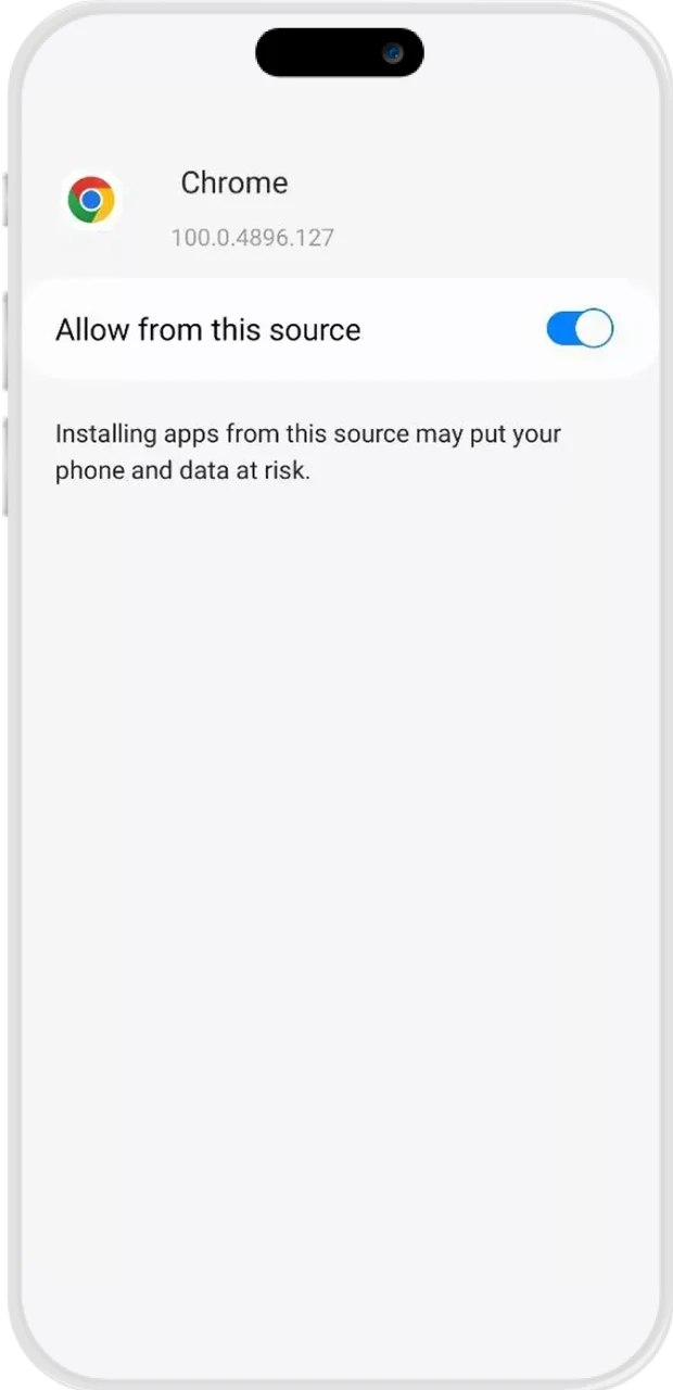 Open the security settings of your device and allow the installation of unknown apps.