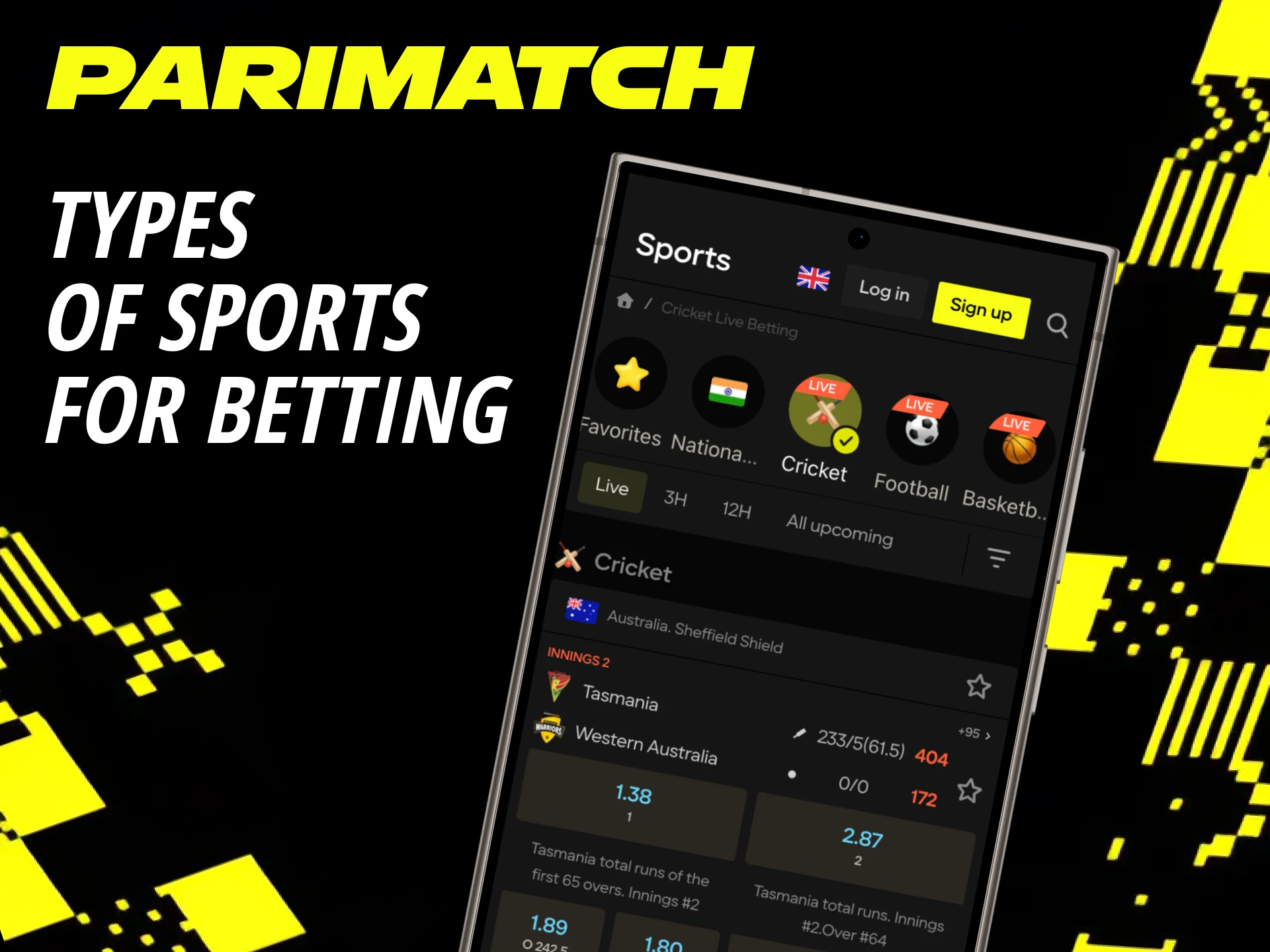 The Parimatch mobile application offers a large number of sports on which you can bet.