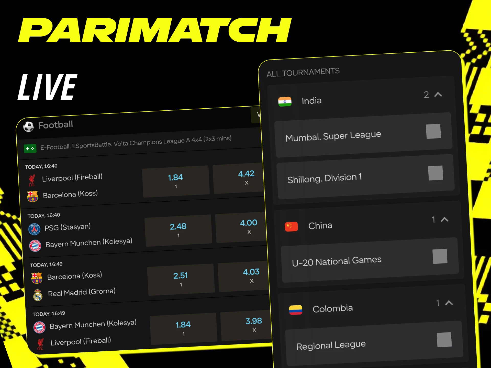 Follow live matches at Parimatch online casino and place bets.