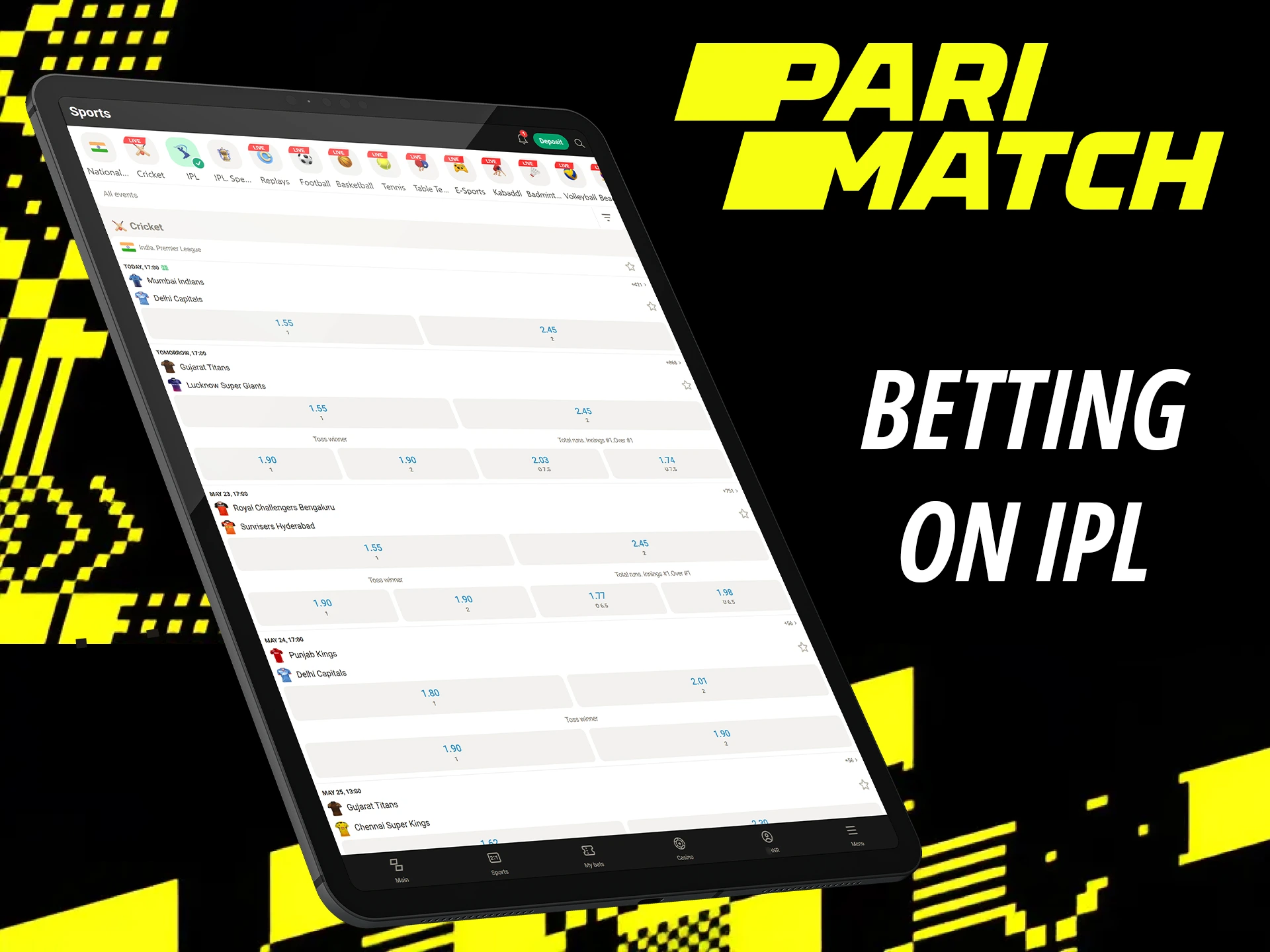 Place your bets with Parimatach on IPL events.
