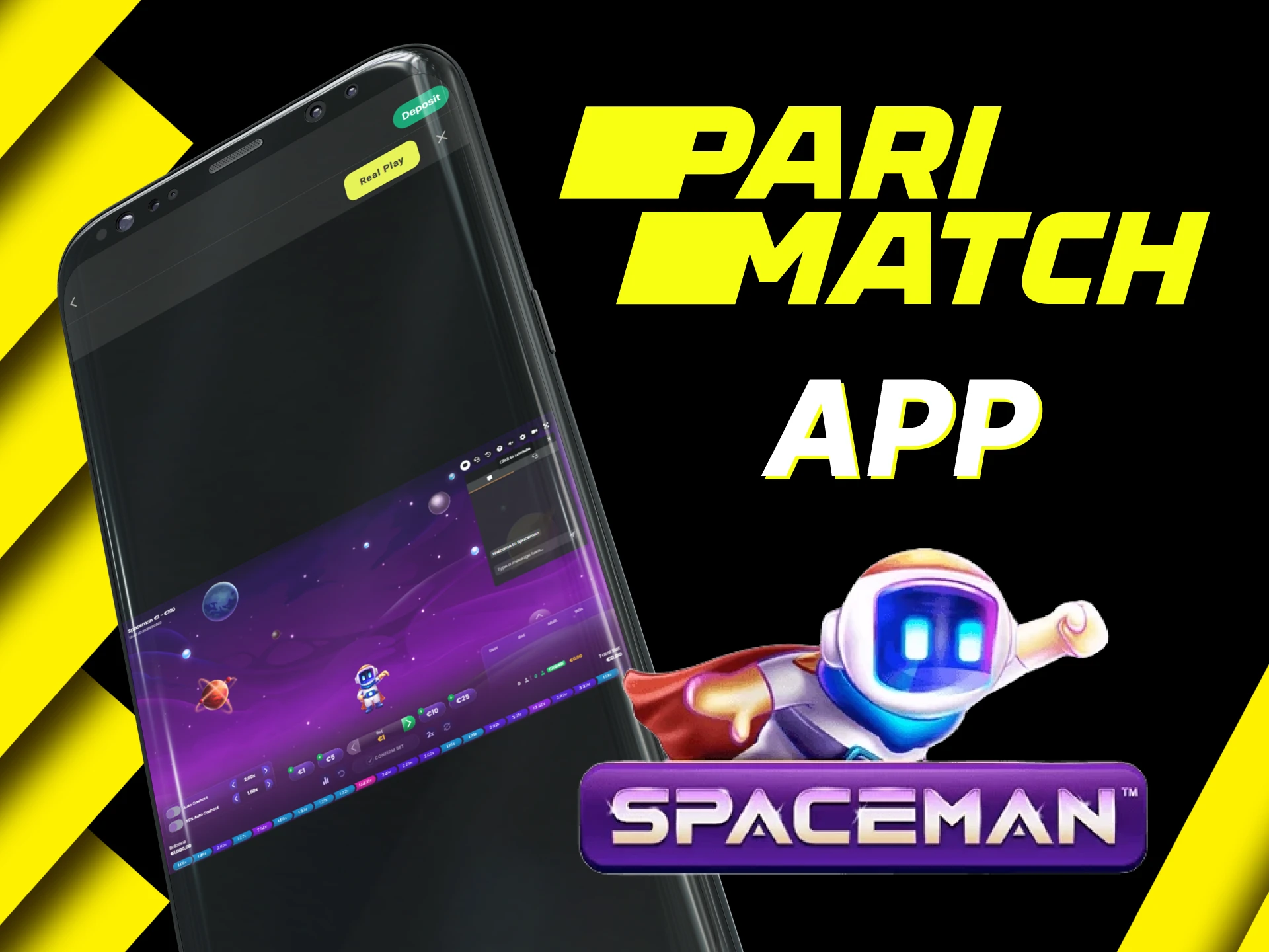 Play Spaceman on Parimatch directly on your phone via the app.
