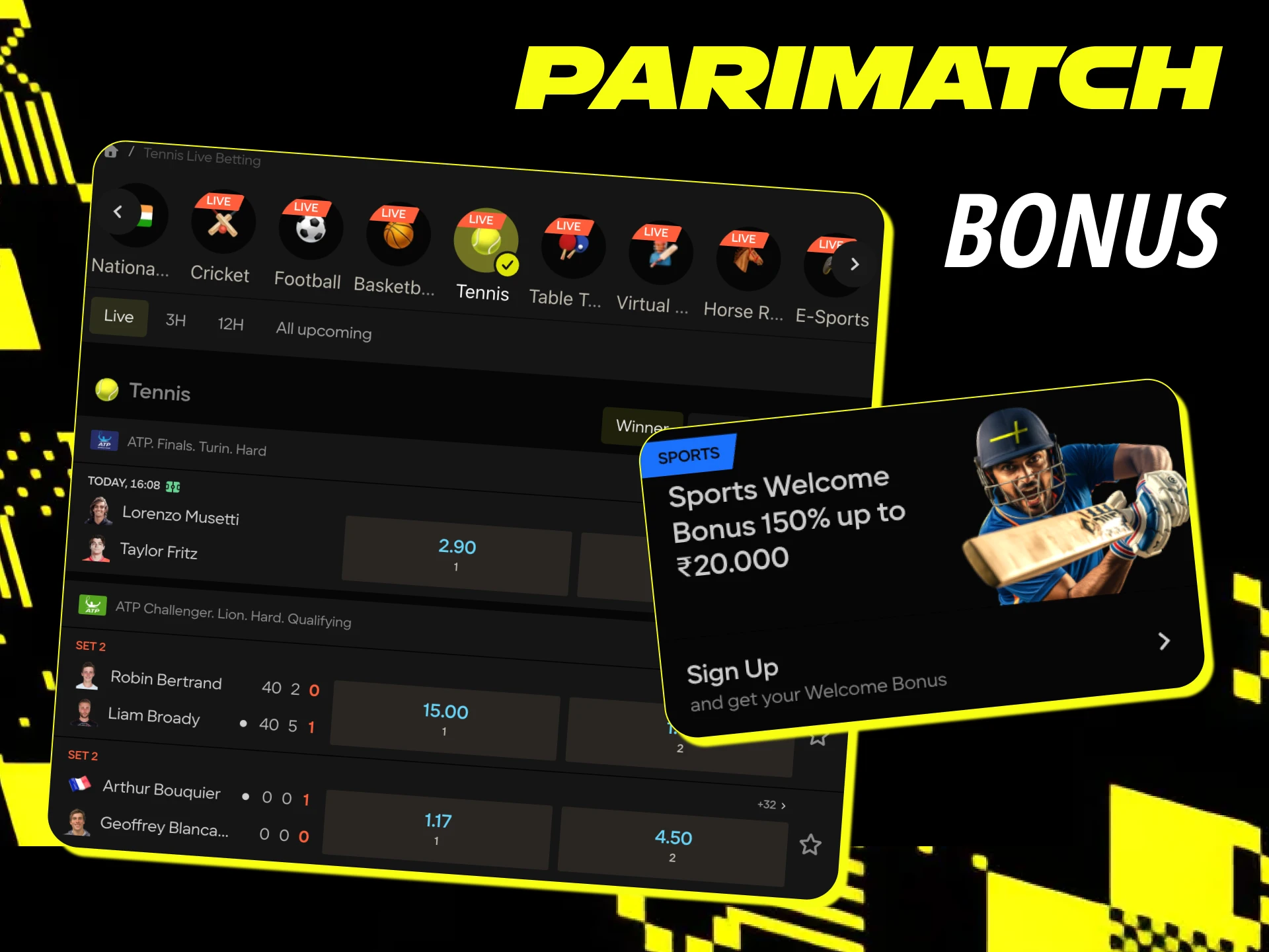 Get the +150% bonus for sports betting at Parimatch online casino.